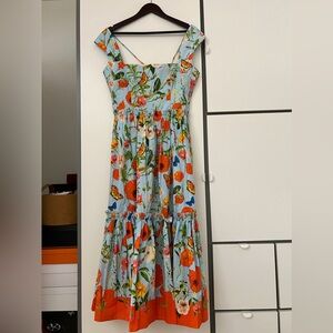 Cara Cara Floral Maxi Dress - Blue and Orange